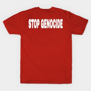 STOP GENOCIDE - White - Red, White and  Blue - Double-sided T-Shirt